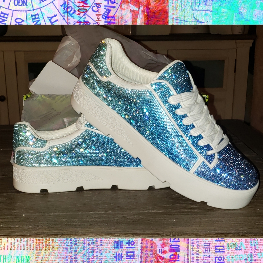 💙Blue Ombre Rhinestone Sneaks💙 - Picture 7 of 9
